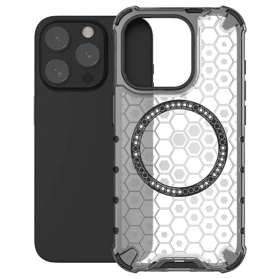 Калъф за iPhone 15 Pro - Techsuit - Honeycomb Shield MagSafe - Бял