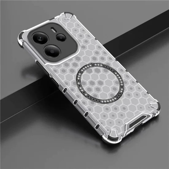 Калъф за iPhone 15 Pro Max - Techsuit - Honeycomb Shield MagSafe - Бял