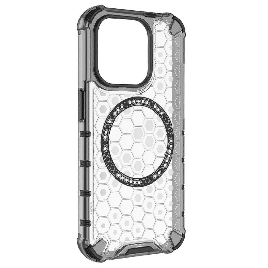 Калъф за iPhone 15 Pro Max - Techsuit - Honeycomb Shield MagSafe - Бял
