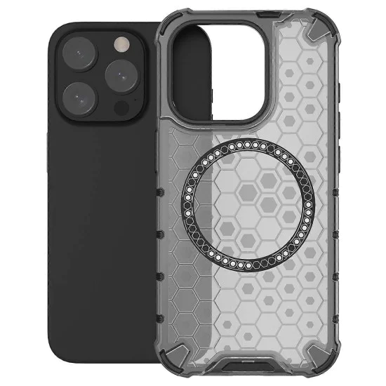 Калъф за iPhone 15 Pro Max - Techsuit - Honeycomb Shield MagSafe - Черен
