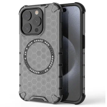Калъф за iPhone 15 Pro Max - Techsuit - Honeycomb Shield MagSafe - Черен
