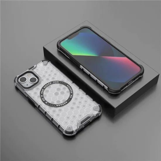 Калъф за iPhone 14 - Techsuit - HoneyComb Shield MagSafe - Бял