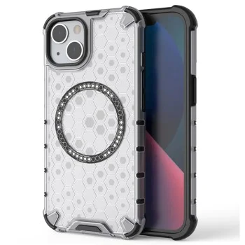 Калъф за iPhone 14 - Techsuit - HoneyComb Shield MagSafe - Бял