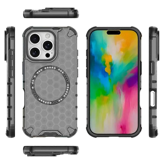 Калъф за iPhone 16 Pro - Techsuit - HoneyComb Shield MagSafe - Черен