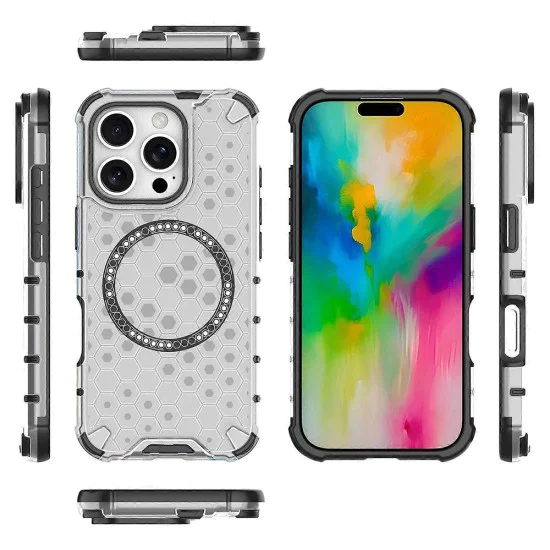 Калъф за iPhone 16 Pro - Techsuit - Honeycomb Shield MagSafe - Бял