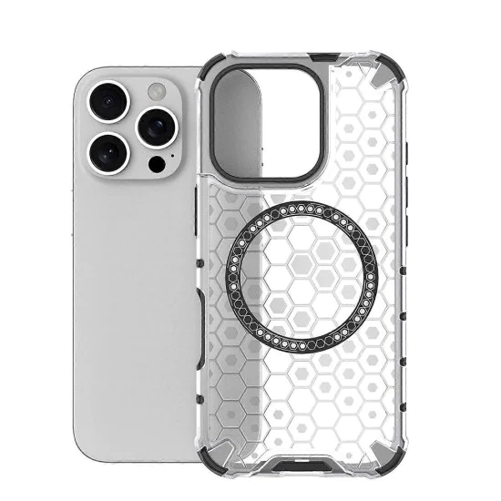 Калъф за iPhone 16 Pro - Techsuit - Honeycomb Shield MagSafe - Бял