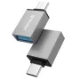 Techsuit - (2 броя) OTG адаптери DuoVoltX (A13) - USB към Type-C, 3A, Plug&Play, бърз трансфер, 5Gbps - сив