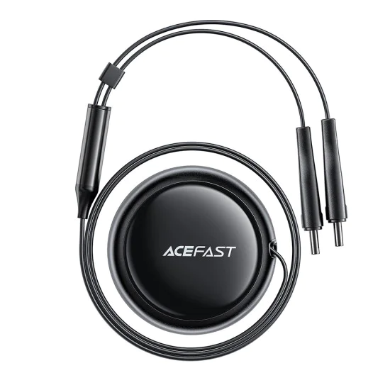 Acefast - Зарядно за кола (B13) - с прибиращ се кабел, USB, 2x Type-C, 53W, 70 + 15 см - Черно