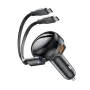 Acefast - Зарядно за кола (B13) - с прибиращ се кабел, USB, 2x Type-C, 53W, 70 + 15 см - Черно