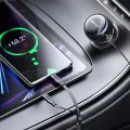 Acefast - Зарядно за кола (B13) - с прибиращ се кабел, USB, 2x Type-C, 53W, 70 + 15 см - Черно