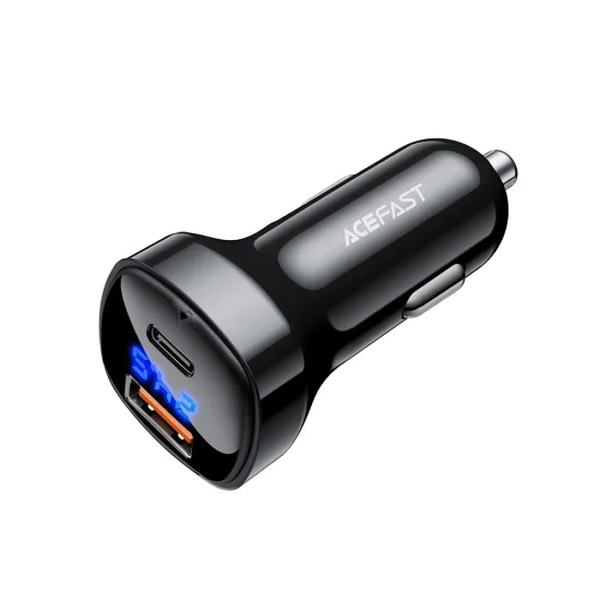 Acefast - Зарядно за кола (B4) - с дигитален дисплей, бързо зареждане, USB, Type-C, 66W - Черно
