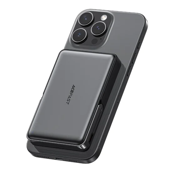 Магнитна безжична външна батерия (M17-10000) - Acefast - Сгъваема стойка, USB-C порт, 10000mAh, 22.5W, LED индикатор - Черно