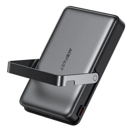 Магнитна безжична външна батерия (M17-10000) - Acefast - Сгъваема стойка, USB-C порт, 10000mAh, 22.5W, LED индикатор - Черно