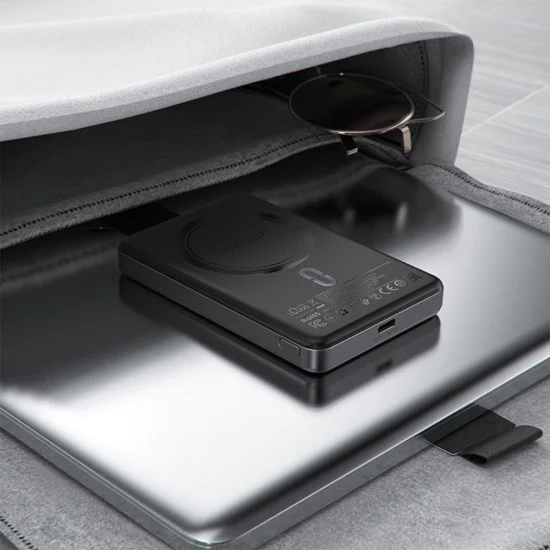 Външна батерия – Acefast (M12-10000) – магнитна, ултратънка, Type-C, 10000mAh, 38.7Wh, PD20W, LED индикатор – Черен