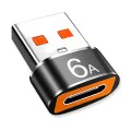 Techsuit - Премиум OTG адаптер HyperPort (A4) - Type-C към USB, 5Gbps, 6A, 120W, конвертор за телефон - черен / оранжев