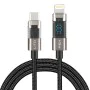 Lito - Кабел за данни (LD09CL) - Lightning към Type-C, 36W високоскоростно зареждане, LED дисплей, 1.2 м - Черен
