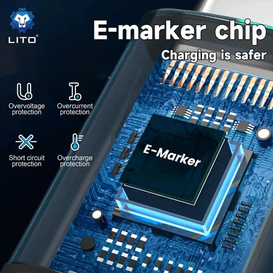 Lito - Кабел за данни (LD09CL) - Lightning към Type-C, 36W високоскоростно зареждане, LED дисплей, 1.2 м - Черен
