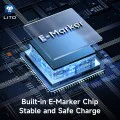 Lito - Кабел за данни (LD09CL) - Lightning към Type-C, 36W високоскоростно зареждане, LED дисплей, 1.2 м - Черен