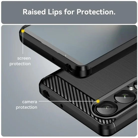 Калъф за Sony Xperia 1 VII - Techsuit - Carbon Silicone - Черен