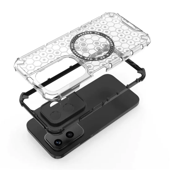 Калъф за Honor 200 Lite - Techsuit - Honeycomb Shield MagSafe - Бял