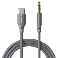 Techsuit - Премиум кабелен адаптер SoundFleX (AC4) - Type-C към 3.5 мм жак, Hi-Fi качество, DAC чип, силикагел, 1 м - сив