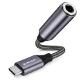 Techsuit - Премиум кабелен адаптер MusicDoX (AC8) - Type-C към Jack, Hi-Fi звук, DAC чип, 3A, 0.1 м - Сив