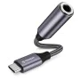 Techsuit - Премиум кабелен адаптер MusicDoX (AC8) - Type-C към Jack, Hi-Fi звук, DAC чип, 3A, 0.1 м - Сив