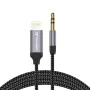 Techsuit - Премиум кабелен адаптер SoundShell (AC10) - iOS към 3.5 мм жак, 16bit/48Khz, 1.5 м - Сив