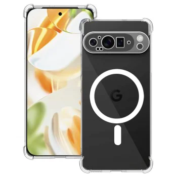Калъф за Google Pixel 9 Pro - Techsuit - Удароустойчив Clear Silicone MagSafe - Прозрачен