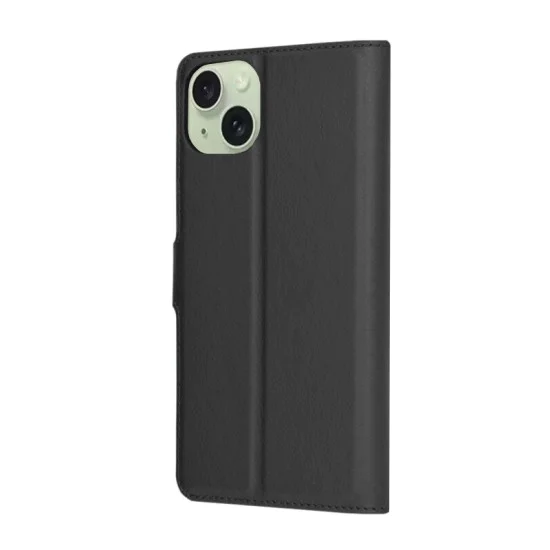 Калъф за iPhone 15 Plus - Кожено Протектор - Черен
