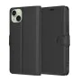Калъф за iPhone 15 Plus - Кожено Протектор - Черен