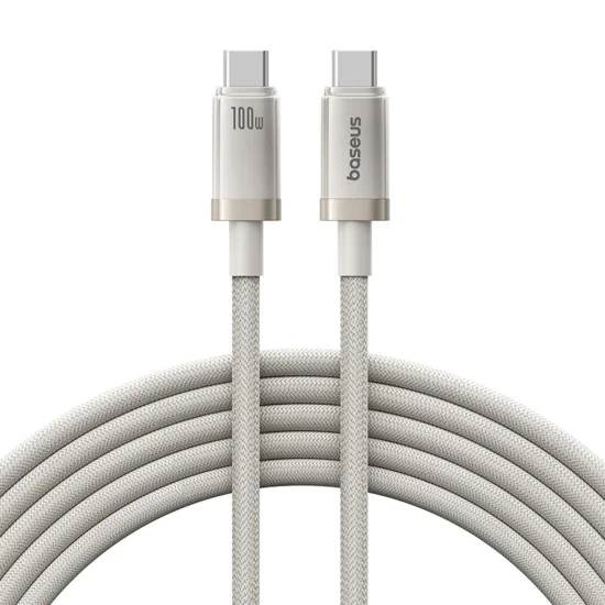 Baseus - Кабел за данни Титан (P10378100G21-01) - USB-C към Type-C, 100W, Бързо зареждане, 480Mbps, 2 м - Galaxy Титан Златен