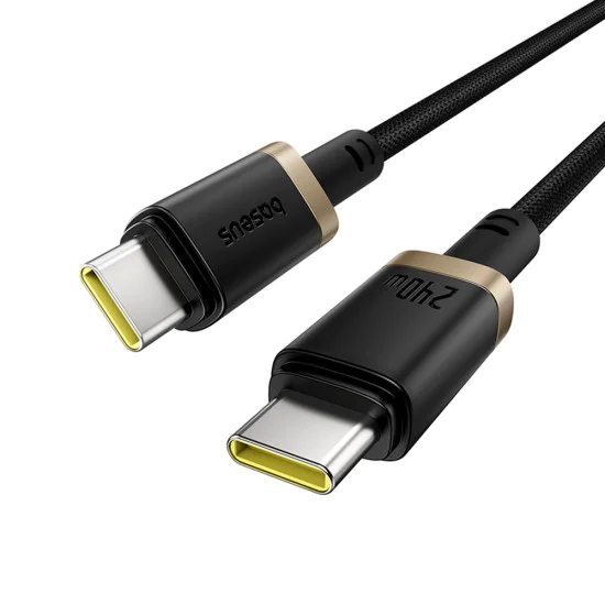 Baseus - Кабел за данни Dura Series (P10377803U03-00) - за MacBook, бързо зареждане, Type-C, PD 240W, 480Mbps, 1m - Златист / Черен