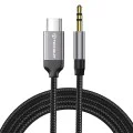 Techsuit - Премиум кабелен адаптер SoundShell (AC9) - USB-C към 3.5 мм жак, DAC чип, 16bit/48Khz, 1.5 м - Сив