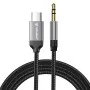 Techsuit - Премиум кабелен адаптер SoundShell (AC9) - USB-C към 3.5 мм жак, DAC чип, 16bit/48Khz, 1.5 м - Сив