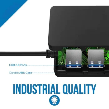 Techsuit - Докинг станция QuantumNode 4 в 1 (H15) - USB към 4x USB 3.0, ABS - Черна