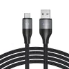 Lito - Кабел за данни (LD23T) - USB към Type-C, бързо зареждане, плетен найлон, 6A, 480Mbps, 1m - Сив