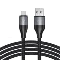 Lito - Кабел за данни (LD23T) - USB към Type-C, бързо зареждане, плетен найлон, 6A, 480Mbps, 1m - Сив