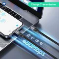 Lito - Кабел за данни (LD23CC) - Type-C към Type-C, бързо зареждане, плетен найлон, 100W, 480Mbps, 1m - Сив