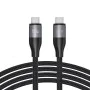 Lito - Кабел за данни (LD25CC) - Type-C към Type-C, бързо зареждане, плетен найлон, 100W, 480Mbps, 2 м - Сив