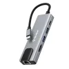 Techsuit - Докинг станция NetBridge 5 в 1 (H1) - Type-C към 1x USB2.0, 1x USB3.0, 1x Type-C, 1x HDMI, 1x RJ45, PD87W, 4K@30Hz - Сив