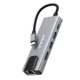 Techsuit - Докинг станция NetBridge 5 в 1 (H1) - Type-C към 1x USB2.0, 1x USB3.0, 1x Type-C, 1x HDMI, 1x RJ45, PD87W, 4K@30Hz - Сив
