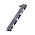 Techsuit - Докинг станция ZenithDock 4 в 1 (H12) - USB-C към 2x USB 2.0, 1x USB 3.0, 1x Type-C, 60W - Сив