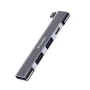 Techsuit - Докинг станция ZenithDock 4 в 1 (H12) - USB-C към 2x USB 2.0, 1x USB 3.0, 1x Type-C, 60W - Сив
