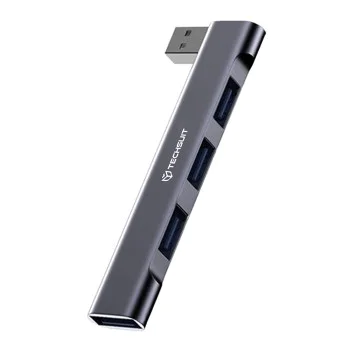 Techsuit - Докинг станция ZenithDock 4 в 1 (H14) - USB към 3x USB 2.0, 1x USB 3.0 - Сив