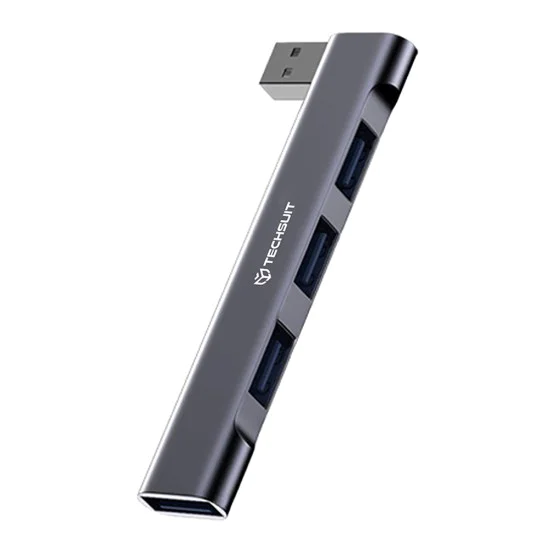 Techsuit - Докинг станция ZenithDock 4 в 1 (H14) - USB към 3x USB 2.0, 1x USB 3.0 - Сив