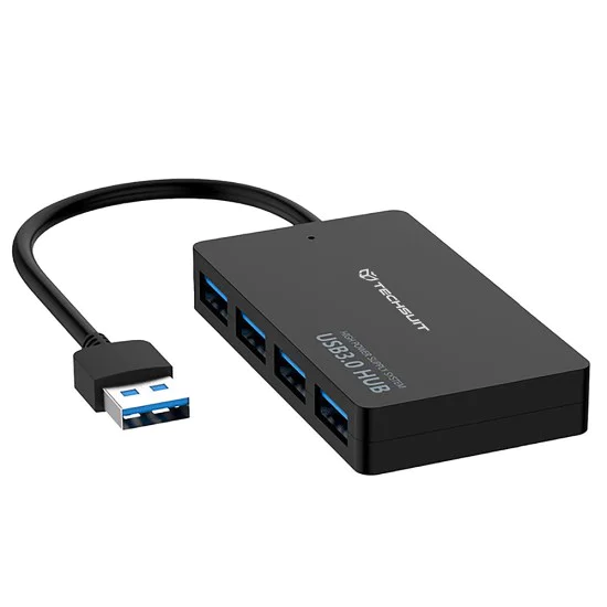 Techsuit - Докинг станция QuantumNode 4 в 1 (H15) - USB към 4x USB 3.0, ABS - Черна