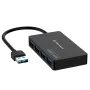 Techsuit - Докинг станция QuantumNode 4 в 1 (H15) - USB към 4x USB 3.0, ABS - Черна
