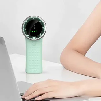 Techsuit - Премиум мини ръчен вентилатор (A8) - с LED дигитален дисплей, USB-C презареждаем, 5 скорости на вятъра, 3600mAh - зелен