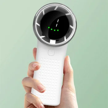 Techsuit - Премиум мини ръчен вентилатор (A8) - с LED дигитален дисплей, USB-C презареждаем, 5 скорости на вятъра, 3600mAh - бял